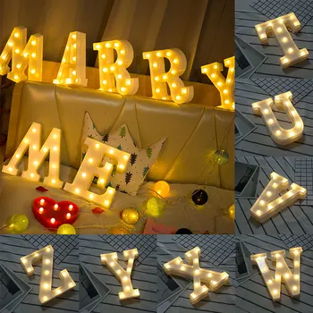 16CM DIY Lysende Lys LED Brev Nat Lys Kreative Bogstaver, Alfabet Nummer Batteri Lampe Romantisk Bryllup Fest Dekoration