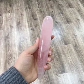 18CM God pink Naturlige Rosa kvarts krystal yoni massage wand sex legetøj til healing WQ