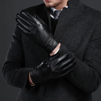 2019 Mænd Fåreskind naturlige ægte læder handsker top brand design-hot grundlæggende match stil KSR169