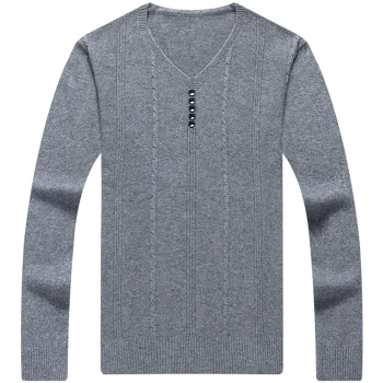 2020 casual-knappen strikkede v-hals sweater mænd pullover tøj mode tøj toppe, strik solid herre trøjer trøjer 81303
