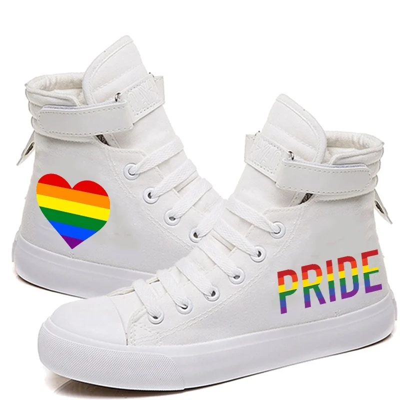 Rainbow stribe lgbt pride trykt high-top lærred sneakers, støvler køb online ~ Mænds Sko < www.frihedenspizza.dk