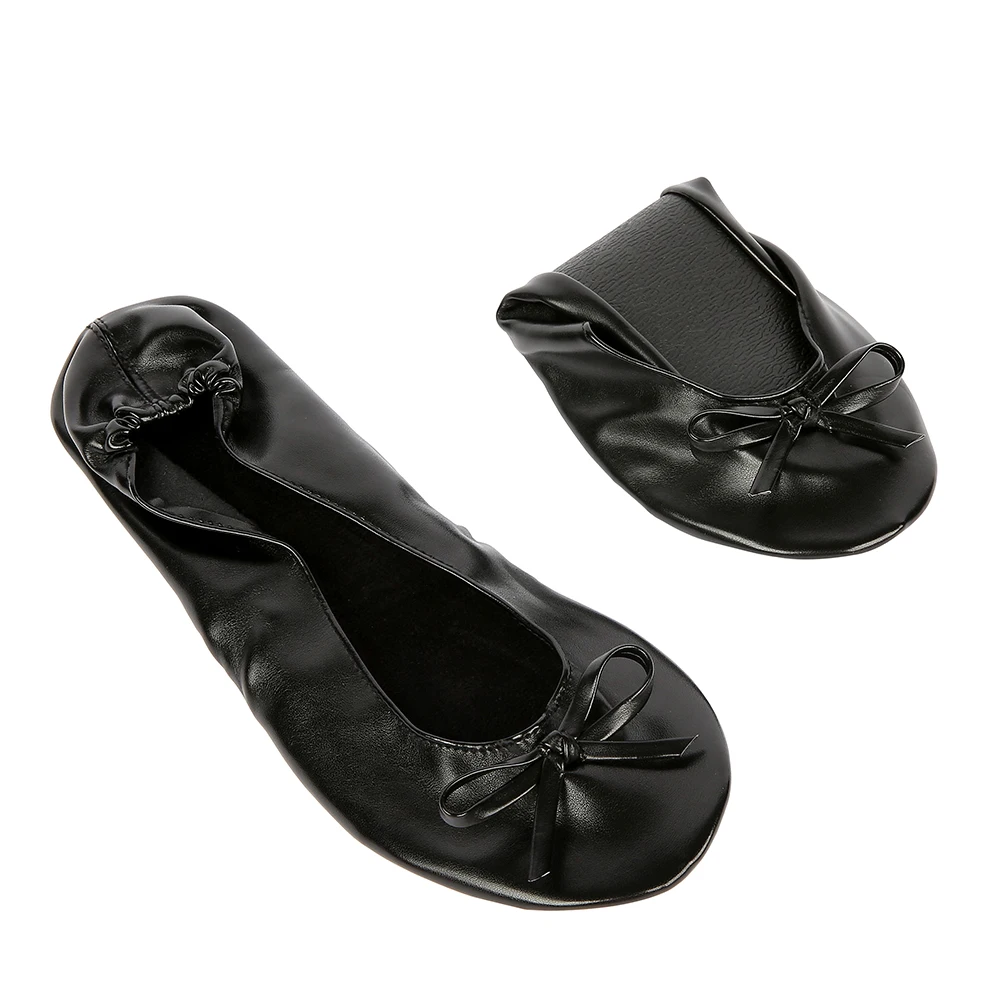 Sorte sko lejligheder bærbare folde op ballerina flade sko op sammenklappelig ballet after party sko brude bryllup fordel køb online ~ Kvinders Sko < www.frihedenspizza.dk