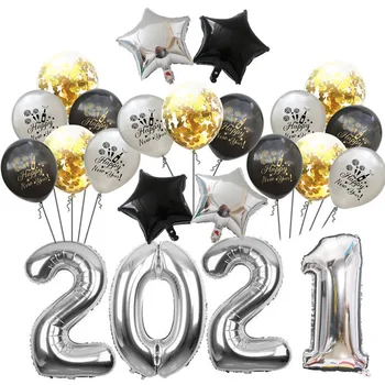 34PCS 2021 nytår dekoration ballon 32 