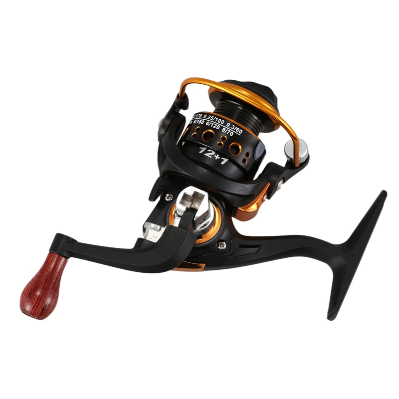 ABLB--Mini Spinning Hjul Vinter Ice Fishing Reel 12BB 5.2:1 Venstre Hånd Metal Spool-Rustfrit Stål Hjul Mini Pesca,KF150 Black N