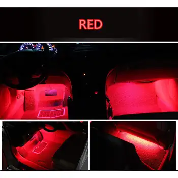 4X12 LED Rød Afgift Indvendigt Tilbehør Fods Bil Dekorative Lys-Lamper LED-Stemme-aktiveret Rampen Atmosfære Lys