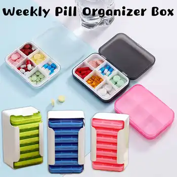 6 Net 7 Dage Ugentligt-Pill Box Tilfælde Medicin Tablet Dispenser Arrangør Pille Boks Pille Splittere Opbevaring Arrangør Container