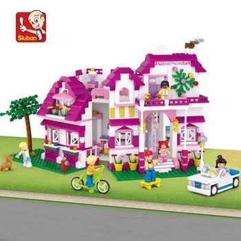 762 stykke baby play house blokke plast Model Kits Legoed pink style byggesten for piger mere end 6 år N0536