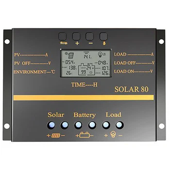 80A PWM Solceller Controller 12V 24V Auto Oplader Controller LCD-Display Solar Panel Batteri Opladning Regulator USB 5V