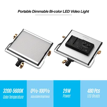 Andoer 3200-5600K 29W 480 LED Perler CRI95+ Portable Video Light Panel Fill-in-Lampe til Studie Fotografering Video Optagelse