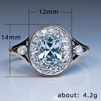 BIJOX HISTORIE Sterling Sølv Ring for Kvinder med Oval Safir 925 Smykker Ringe til Bryllup Banket Fest, Gave, størrelse 6-10