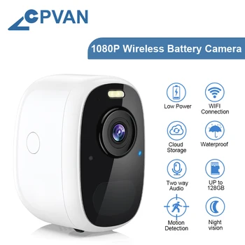 CPVAN Trådløse Batteri, Kamera, 1080P Udendørs Vandtæt, Genopladelige IP-Kamera PIR bevægelsessensor-Overvågning CCTV Cam