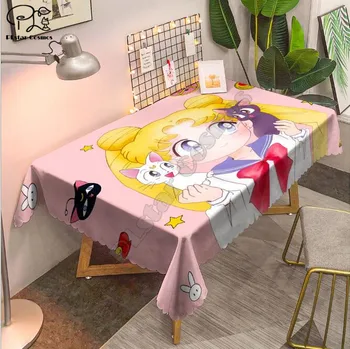 Dug Sailor Moon 3D printet Square/Rektangulær støvtæt Dække Bord Til Fest Home Decor TV Dækker