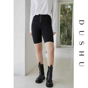 DUSHU Corset kort sort høj talje leggings plus size Kvinder sexet trænings-og tynde casual bukser Kvindelige træning spandex leggings