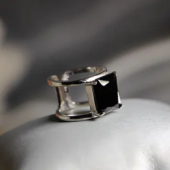 Elegant Kvalitet 925-Ringe, Justerbar OS Fashion Zircon Geometri Ring 925 Sterling Sølv Ring for Kvinder 925 Smykker