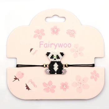 FAIRYWOO Goothic Panda Armbånd Sort Miyuki Perle Smykker Håndlavet Snor Armbånd Til Kvinder Tilbehør Kid Delika Gaver