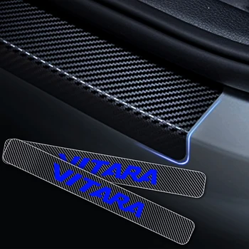 For Suzuki Vitara 4D Carbon Fiber Vinyl Klistermærke Bil Dør Karmen Velkommen Pedal Dekoration Klistermærker Dørtrin Bil Tilbehør 4stk