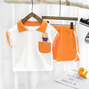 HYLKIDHUOSE 2020 Sommer Baby Drenge Piger Tøj Sæt Kort Ærme T-Shirt, Shorts Afslappet Stil Spædbarn Børn, Ferie, Tøj