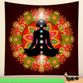 Indiske Buddha meditation og chakra-tapetet vægdekoration Mandala gobelin hekseri Hippie Boheme hjem dekoration yogamåtte