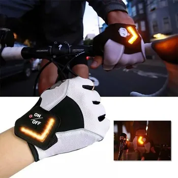 Intelligent Halv Finger Road Cykel Handsker Med blinklys Dreje Automatisk Sensor Handsker, skridsikre Udendørs Sport Handsker