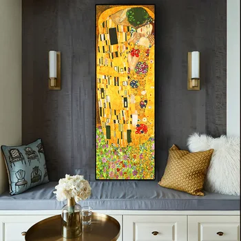 Klassisk Kunstner Gustav Klimt Kys Lærred Maleri Berømte Kunst, Reproduktioner, Plakat Print Væg Kunst Billedet Cuadros Hjem Room Decor