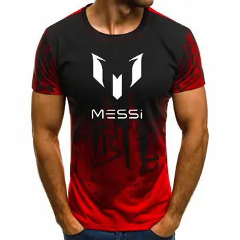 Kortærmet T-shirt Messi Print Gradient T-Shirt Mænd Sommer o-hals Casual Mode Bomuld kortærmet Høj Kvalitet Harajuku hiphop tee