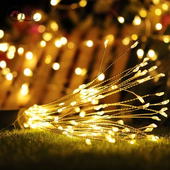 LED julelys kobbertråd lys mælkebøtte string lys vandtæt starburst fyrværkeri lyser haven dekoration