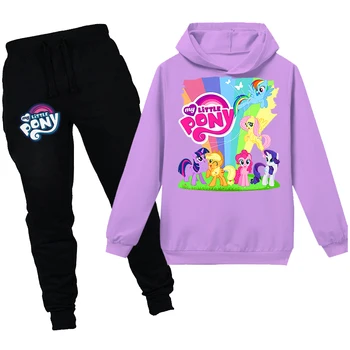 Little Pony Hættetrøjer Kids Fashion Sweatshirts Børn Hooded + Bukser 2 stk Baby Buksetrold Piger Kids Tøj Casual t-Shirts Sportstøj
