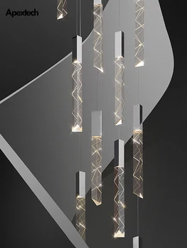 Moderne Loft LED Lysekrone K9 Crystal Chrome Duplex Trappe Lysekrone Stue Hotel Loftet Hængende Lys Luksus-Pendel