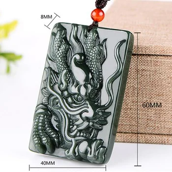 Naturlige Hetian Qingyu hane Halskæde Smykker Fine Smykker Zodiac Dragon Jade Kort Halskæde Vedhæng Smykker