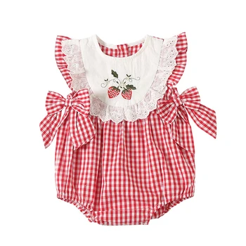 Nyfødte 3M 6M 12 M 1 2 År Piger, Spanien Stil Tøj Små Børn Sommer Jordbær Romper Børn Bithday Babyer Kostume