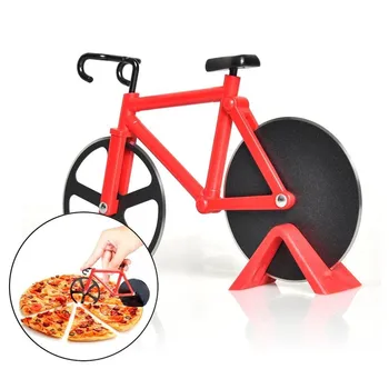 Nyhed Design i Rustfrit Stål Pizza Cutter Cykel hjulet Cykel Form Pizza Skære Kniv Køkkenredskaber Pizza Bagning Værktøjer
