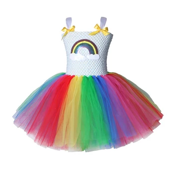 Piger Fødselsdag Slikkepind Fantasy Dress Børn Unicorn Tutu Kjoler Karneval Rainbow Slik Kostume Teenager Prinsesse Party Kjole