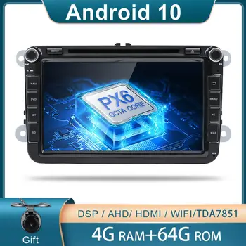 PX6 8 inch 2din Android 10 4GRAM Bil DVD-Afspiller til Volkswagen GOLF 5 6 POLO PASSAT CC TIGUAN TOURAN EOS SHARAN T5 CADDIE DSP BT