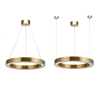 Ring design moderne LED lysekrone lampe i rustfrit stål, guld, sølv lysekrone med levende lys og projekter lys