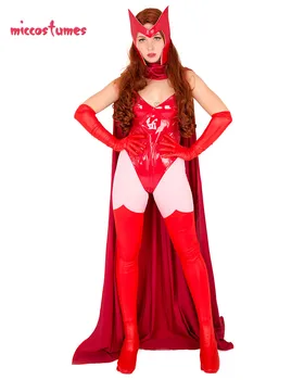 Scarlet Witch Cosplay med Kappe Halloween Kostumer til Kvinder