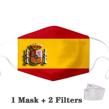Sort Ansigt, Mund Maske spansk Flag Tilpasset Maske Mønster 2stk Filter Masker Carbon Indsætte Anti-støv Anti-infektion Genanvendelige Spanien