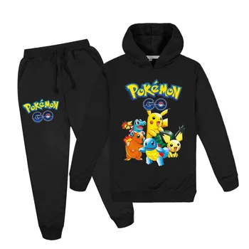 Spil Pokemon Gå Dreng Pige Pullover Med Lange Ærmer Mode Pikachu Bomuld Hooded Sweatshirt Børn Chirstmas Streetshirt Cool Toppe