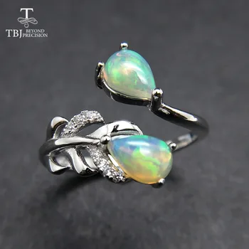 TBJ,Fjer gemstone Ring med naturlige ethopian opal godt brand i 925 sterling sølv, med fine smykker til piger med smykker kassen