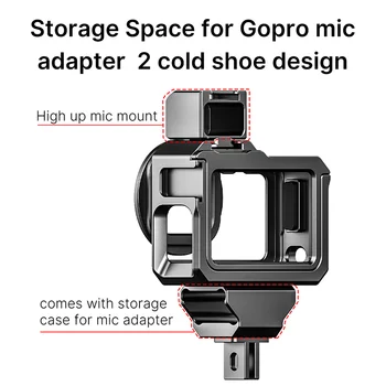 Ulanzi G9-5 Metal Bur til Gopro Hero 9 Ramme Boliger Tilfælde Med Dobbelt Kold Sko Kamera Udvide Filter 52MM Mic-adapter, Beskyttende