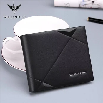 WilliamPolo læder tegnebog mænd er bimodal folde lynlås mini-card taske mode design unge og midaldrende kørekort klip